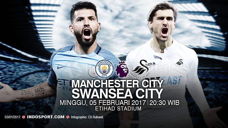 Susunan pemain Manchester City vs Swansea City. Copyright: &copy; INDOSPORT/Getty Images